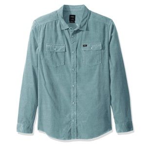 RVCA Long Sleeve Button-Up Shirt in Light Teal